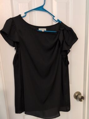 Max Studio Black Blouse with Subtle Sheen